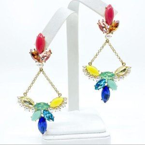 Lulu Frost Earrings Crystal Rainbow Colors Chandelier Dangling Drop